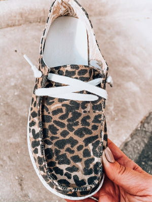 Cow Print Lace Up Round Toe Flat Sneakers