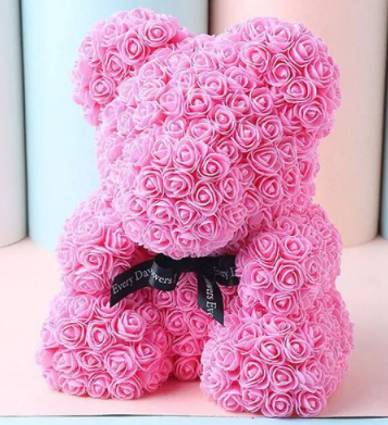 Timeless Rose Bear - Teddy Bear Rose Flower Artificial Gifts for Women Valentine's Day 24cm