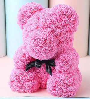 Timeless Rose Bear - Teddy Bear Rose Flower Artificial Gifts for Women Valentine's Day 24cm