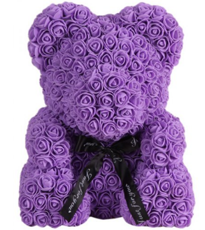Timeless Rose Bear - Teddy Bear Rose Flower Artificial Gifts for Women Valentine's Day 24cm