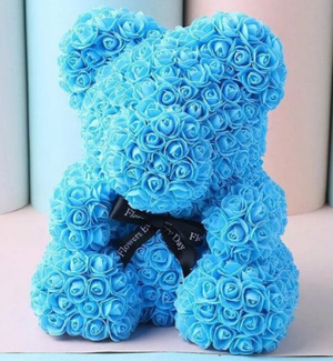 Timeless Rose Bear - Teddy Bear Rose Flower Artificial Gifts for Women Valentine's Day 24cm