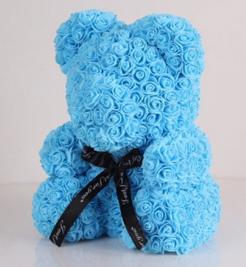 Timeless Rose Bear - Teddy Bear Rose Flower Artificial Gifts for Women Valentine's Day 24cm