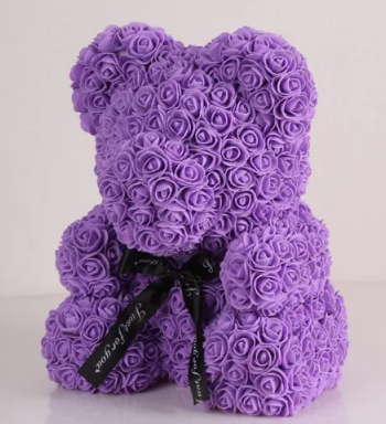 Timeless Rose Bear - Teddy Bear Rose Flower Artificial Gifts for Women Valentine's Day 24cm