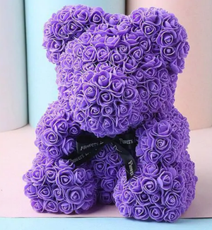 Timeless Rose Bear - Teddy Bear Rose Flower Artificial Gifts for Women Valentine's Day 24cm