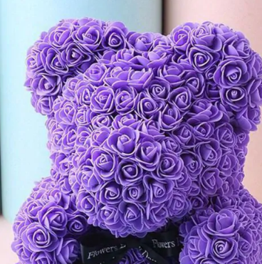 Timeless Rose Bear - Teddy Bear Rose Flower Artificial Gifts for Women Valentine's Day 24cm