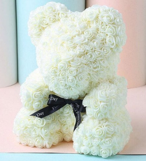 Timeless Rose Bear - Teddy Bear Rose Flower Artificial Gifts for Women Valentine's Day 24cm