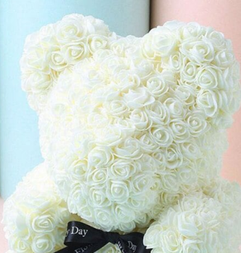 Timeless Rose Bear - Teddy Bear Rose Flower Artificial Gifts for Women Valentine's Day 24cm