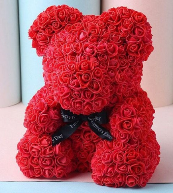 Timeless Rose Bear - Teddy Bear Rose Flower Artificial Gifts for Women Valentine's Day 24cm