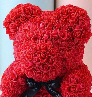 Timeless Rose Bear - Teddy Bear Rose Flower Artificial Gifts for Women Valentine's Day 24cm