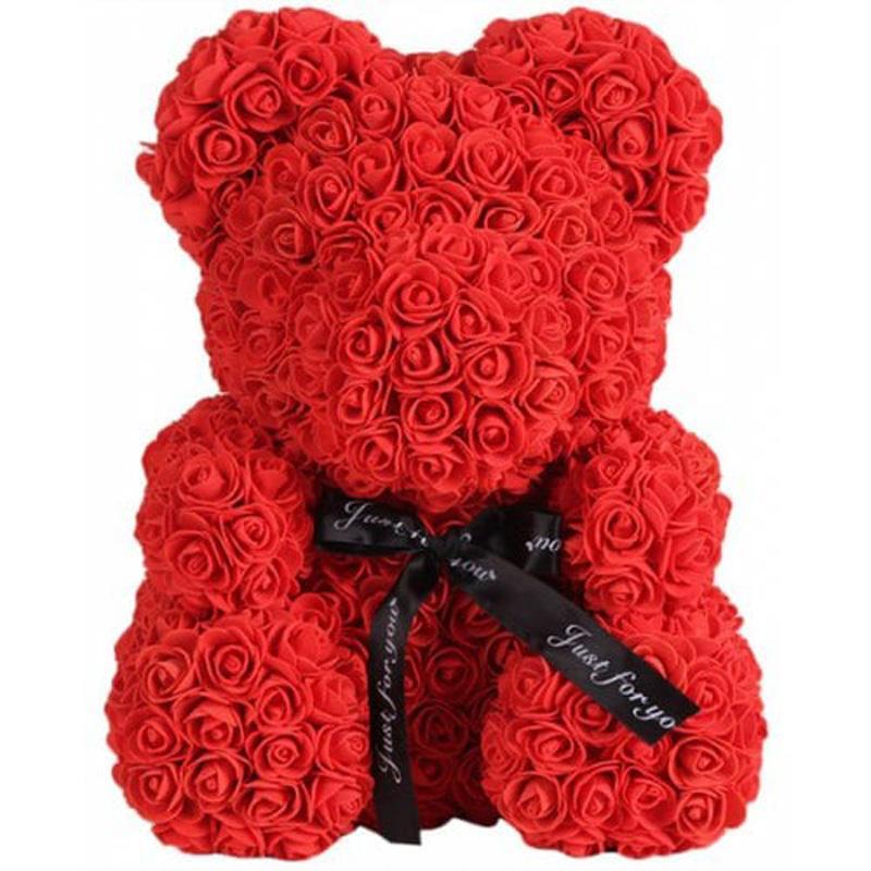 Timeless Rose Bear - Teddy Bear Rose Flower Artificial Gifts for Women Valentine's Day 24cm